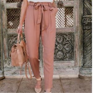 Vici high waist, tie waist blush trouser